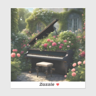Piano in Bloom- garden painting Sticker