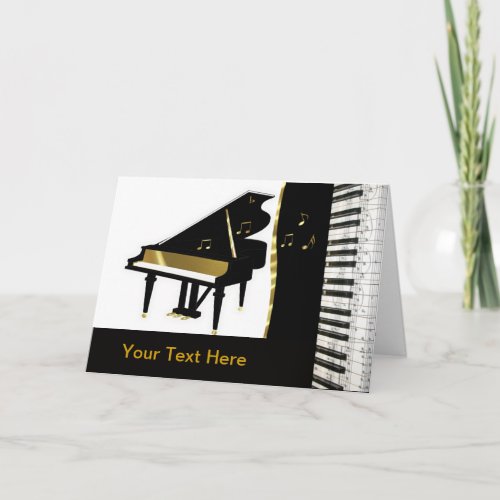 Piano Invitation Gold and Black Keyboard