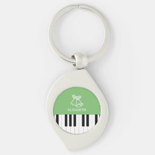 Piano Key Best Piano Teacher Ever Christmas Green Keychain
