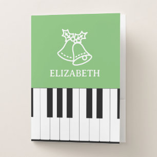Piano Key Best Piano Teacher Ever Christmas Green Pocket Folder