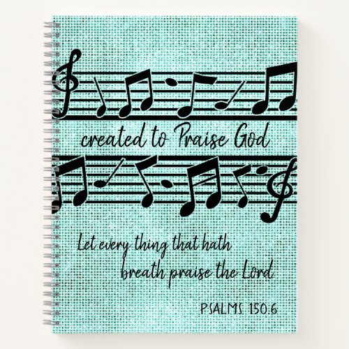 Piano Key Created to Praise God Quote Notebook