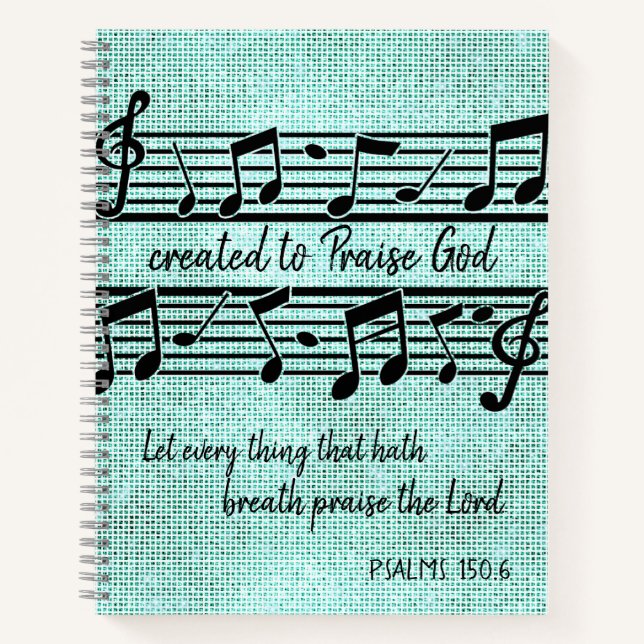 Piano Key Created to Praise God Quote Notebook (Front)