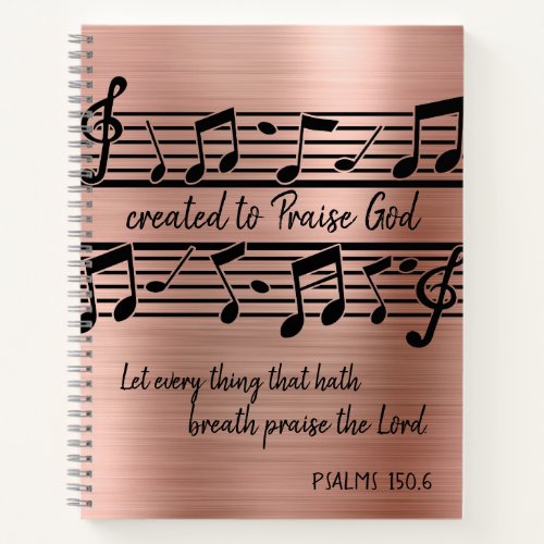 Piano Key Created to Praise God Quote Notebook