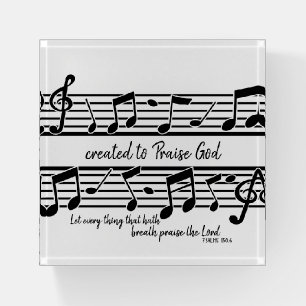 Piano Key Created to Praise God Quote Paperweight