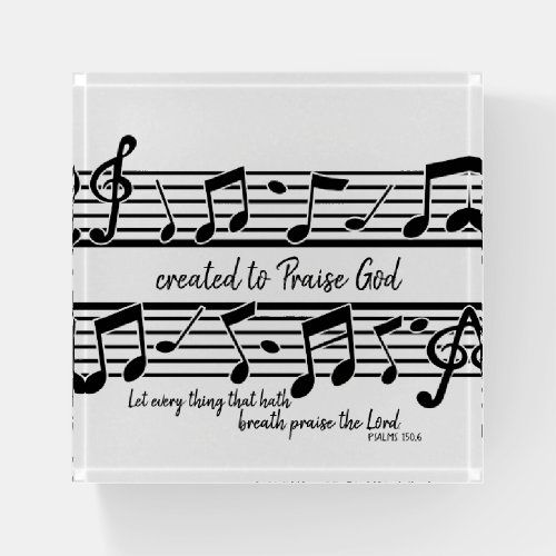 Piano Key Created to Praise God Quote Paperweight