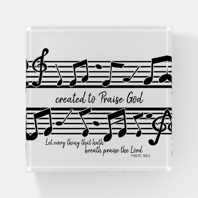 Piano Key Created to Praise God Quote Paperweight (Front)