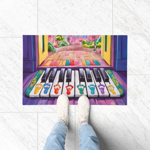 Piano Key Footprints Doormat