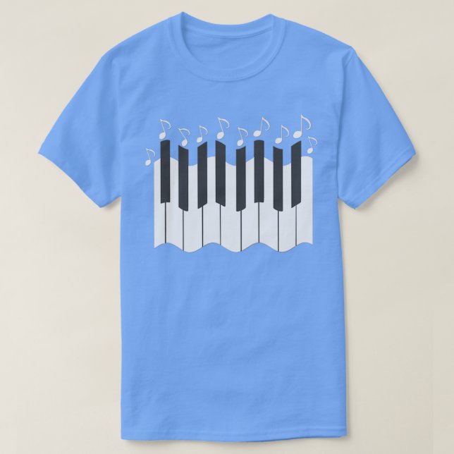 piano key pattern with notes musical notes motif p T-Shirt (Design Front)