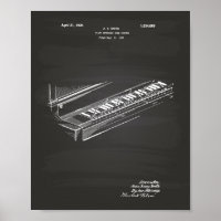 Piano Keyboard 1925 Patent Art Chalkboard