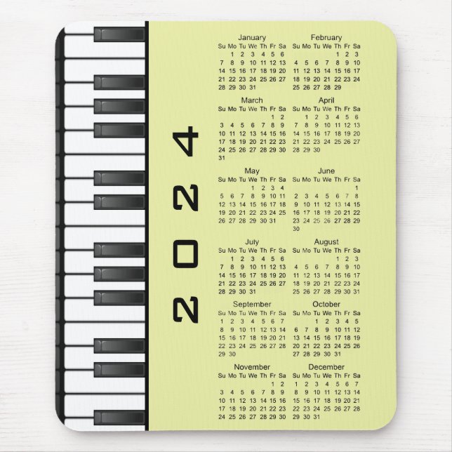 Piano Keyboard 2024 Calendar Mousepad (Front)