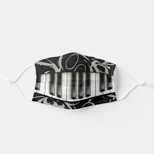 Piano Keyboard Adult Cloth Face Mask (Front, Unfolded)
