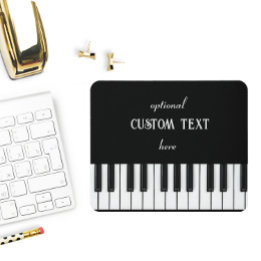 Piano Keyboard and customizable text black & white Mouse Pad