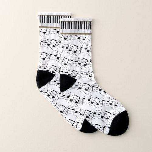 Piano Keyboard And Funky Notes Socks