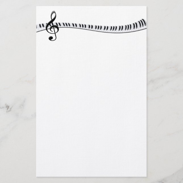 Piano Keyboard and G-Clef Stationery (Front)