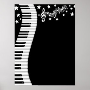 Piano Keyboard and Music Bar Poster