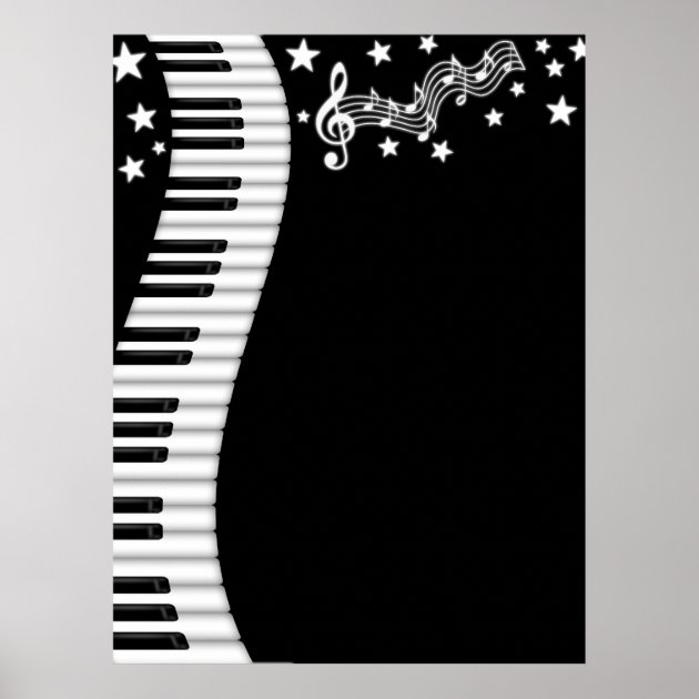 Poster con tastiera di pianoforte e music barPoster con tastiera di pianoforte e music bar  