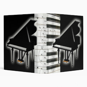 Piano Keyboard and Music Notes 3 Ring Binder