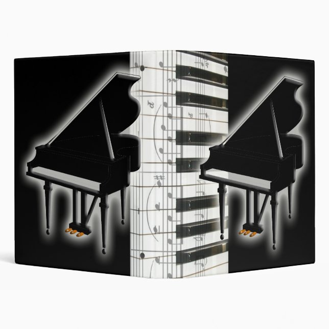 Piano Keyboard and Music Notes 3 Ring Binder (Background)