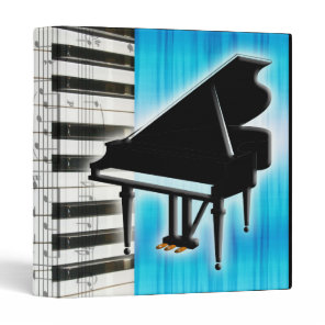 Piano Keyboard and Music Notes 3 Ring Binder