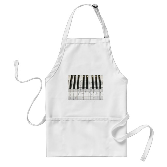 Piano Keyboard and Music Notes Adult Apron (Front)