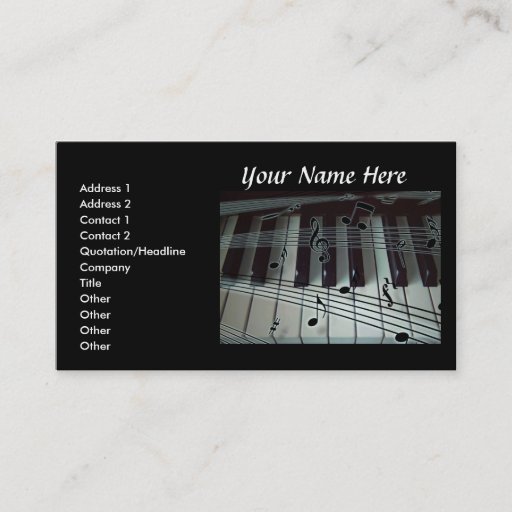 Customizable Piano Keyboard and Music Notes Business Card