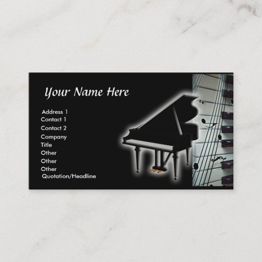 Customizable Piano Keyboard and Music Notes Business Card