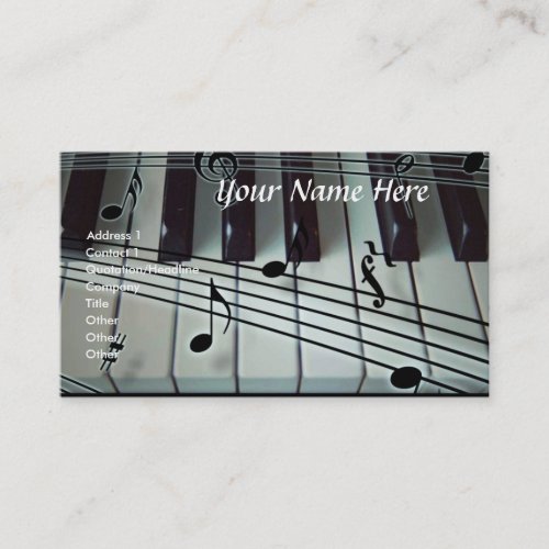 Piano Keyboard and Music Notes Business Card