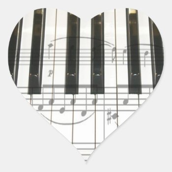 Piano Keyboard And Music Notes Heart Sticker by dreamlyn at Zazzle