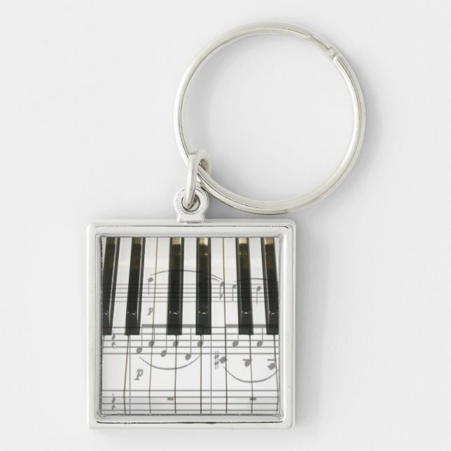 Piano Keyboard and Music Notes Keychain (Front)