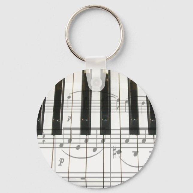 Piano Keyboard and Music Notes Keychain (Front)