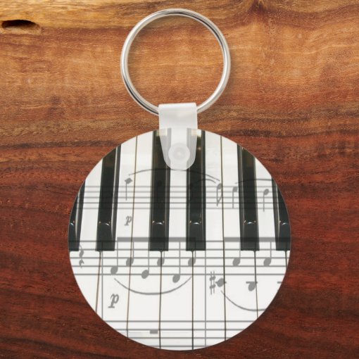 Piano Keyboard and Music Notes Keychain | Zazzle