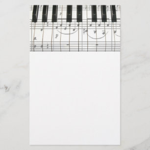 Piano Keyboard and Music Notes Stationery
