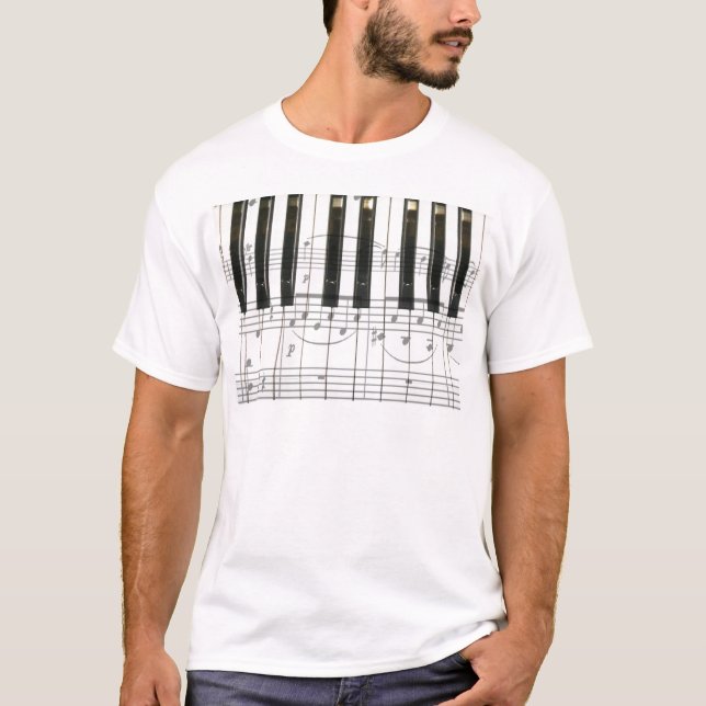 Piano Keyboard and Music Notes T-Shirt (Front)