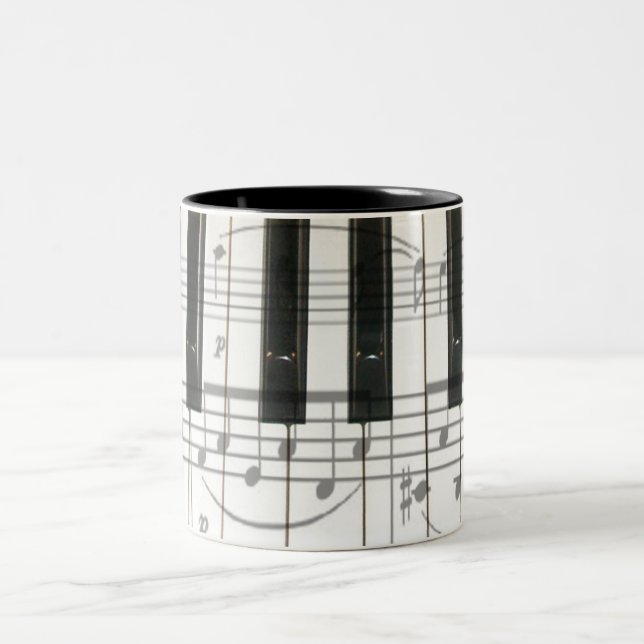 Piano Keyboard and Music Notes Two-Tone Coffee Mug (Center)