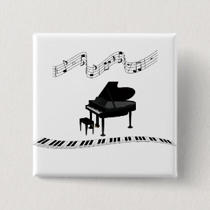 Piano, keyboard and musical notes button