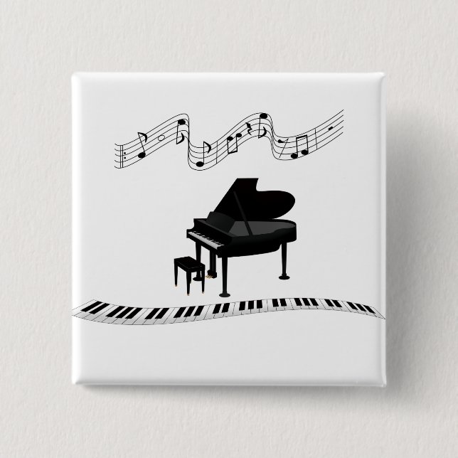 Piano, keyboard and musical notes button (Front)