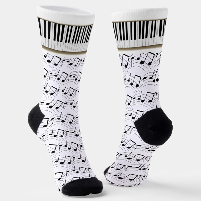 Piano Keyboard And Musical Notes Socks (Creator Uploaded)