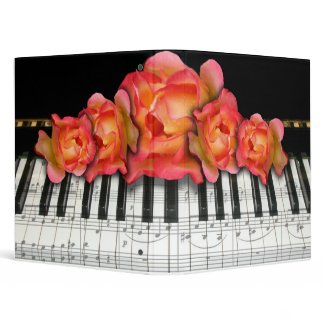 Piano Keyboard and Roses binder
