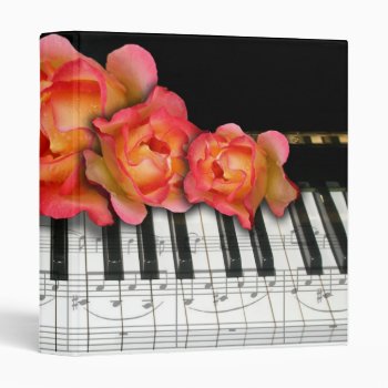 Piano Keyboard And Roses Binder by dreamlyn at Zazzle