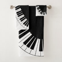 Piano Keyboard Bath Towels