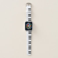 Piano Keyboard, Black and White Apple Watch Band