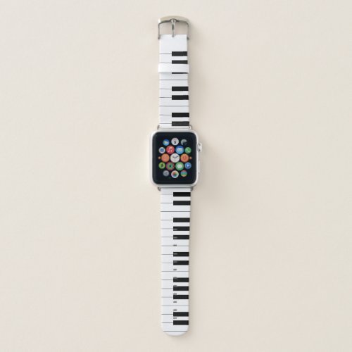 Piano Keyboard Black and White Apple Watch Band