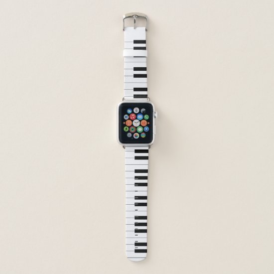 Piano Keyboard, Black and White Apple Watch Band