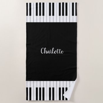 Piano Keyboard  Black And White Beach Towel by AZ_DESIGN at Zazzle