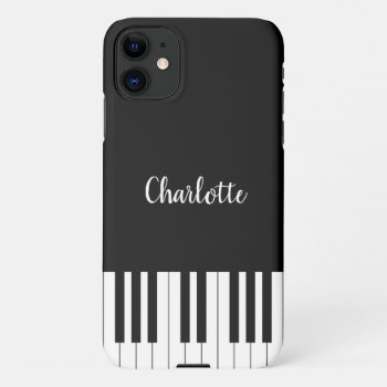 Piano Keyboard Black And White Iphone 11 Case by AZ_DESIGN at Zazzle
