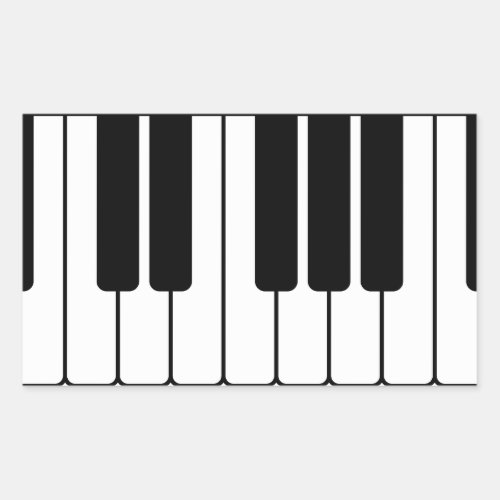 Piano keyboard black and white jumbo novelty keys rectangular sticker