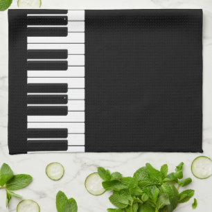 Piano Keyboard Black and White Kitchen Towel