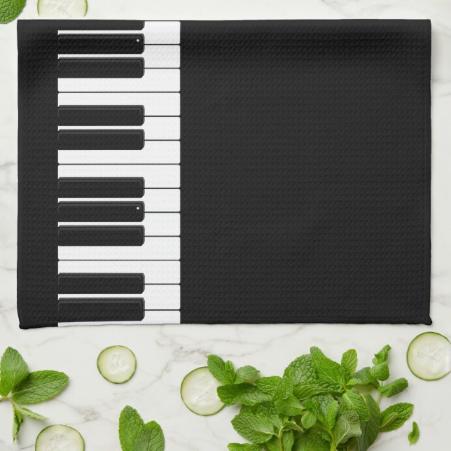 Piano Keyboard Black and White  Kitchen Towel (Folded)