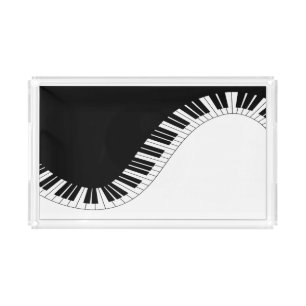 Piano Keyboard Black and White Music Design Acrylic Tray