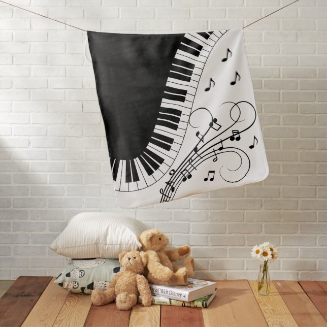 Piano Keyboard Black and White Music Design Baby B Baby Blanket (In Situ)